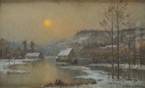 Bord De Seine, Coucher De Soleil by Rene Billotte