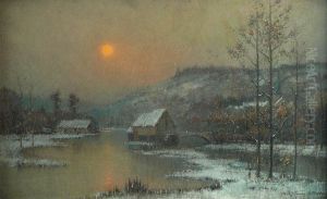 Paysage Hivernal Au Moulin by Rene Billotte