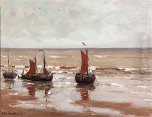Bomschuiten Op Het Strand by Gerhard Arij Ludwig Morgenstje Munthe