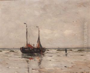 Anchored Bomschuiten At Dawn by Gerhard Arij Ludwig Morgenstje Munthe