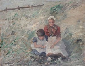 Duinlandschap Met Twee Kinderen Duinlandschap Met Twee Kinderen