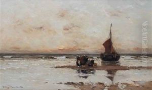 Fisherwomen By A Beached Bomschuit Fisherwomen By A Beached Bomschuit