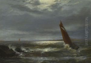 Meereslandschaft Mit Segelboot by Gerhard Arij Ludwig Morgenstje Munthe