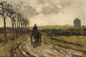 A Horse Drawn Cart On A Sandy Track