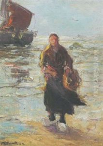 A Fisherwoman On The Beach