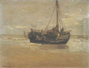 Aufliegendes Fischerboot Am Strand by Gerhard Arij Ludwig Morgenstje Munthe