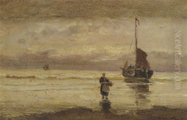 A Beached Bomschuit At Sunset - view 1