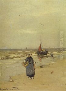 A Fisherwoman On The Beach Of Katwijk