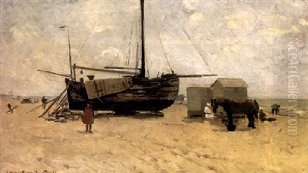 Figures By A Beached Bomschuit, Katwijk - view 1