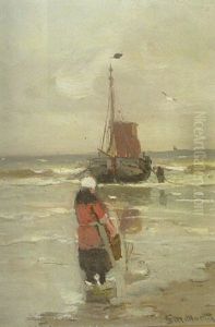 A Fisherwoman Waiting For The Day's Catch