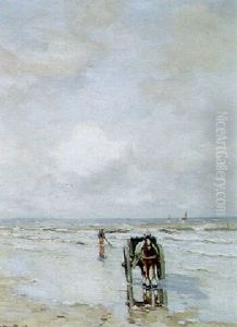 A Shell Fisher In The Breakers by Gerhard Arij Ludwig Morgenstje Munthe
