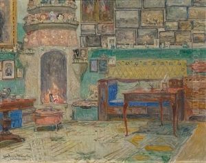 Stue Fra Munthes Hjem Leveld Pa Lysaker by Gerhard Munthe