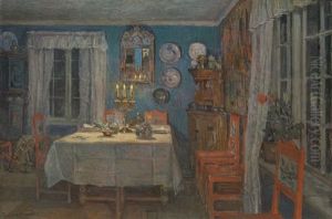 Den Bla Stuen I Munthes Hjem, Leveld, Tidlig 1900-tallet by Gerhard Munthe