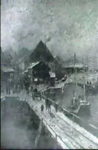 Havneparti Om Vinteren by Gerhard Munthe