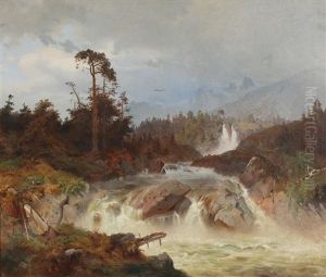 Landskap Med Fossestryk by Ludwig Munthe