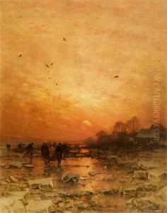 An Evening Winter Landscape by Ludwig Munthe