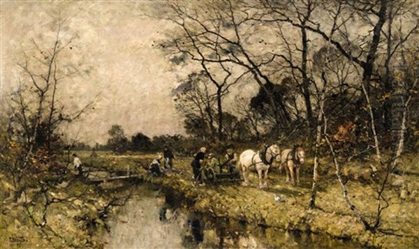 Autumn Landscape With Peasants - view 1