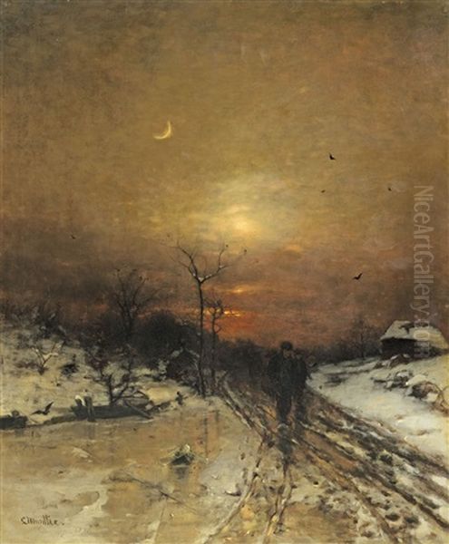 Moonlit Winter Landscape - view 1