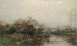 Zwei Frauen In Einer Bluhenden Teichlandschaft Zwei Frauen In Einer Bluhenden Teichlandschaft