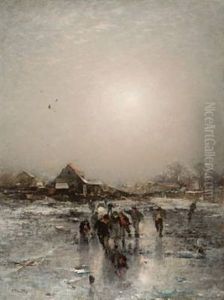 Lekende Barn Pa Isen by Ludwig Munthe