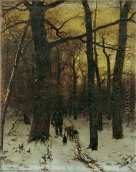 Winterwald Mit Jager - view 1