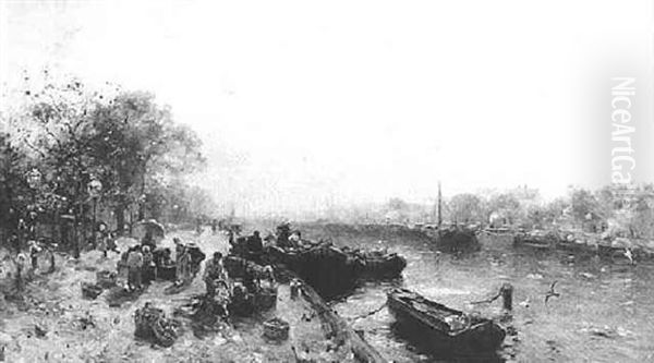Fish Mongers On A Riverbank - view 1