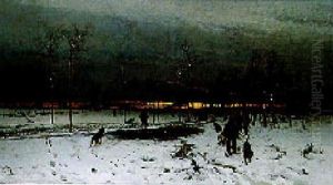 Winter: A Hunting Party Returning Home At Dusk Winter: A Hunting Party Returning Home At Dusk