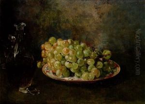 Stilleben Med Grona Druvor Och Remmare Stilleben Med Grona Druvor Och Remmare