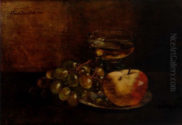 Stilleben Med Grona Druvor, Apple Och Remmare - view 1