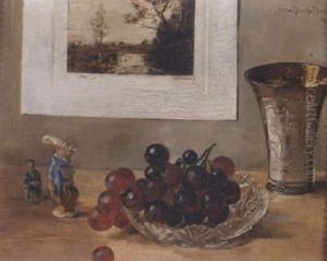 Stilleben Med Vindruvor Och Silverpokal