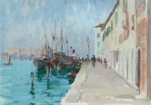 Moored Boats Venice by Josephine Mary Muntz Adams