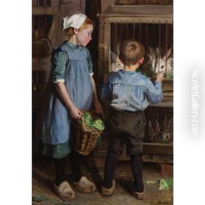 Children Feeding The Rabbits by Laura Adeline Muntz-Lyall