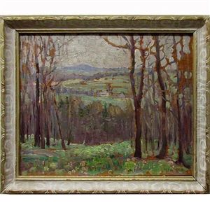 Untitled (woodland Study With Distance Houses)
