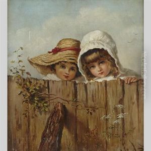 White Bonnet And Straw Hat - A Double Portrait Of Two Young Girls White Bonnet And Straw Hat - A Double Portrait Of Two Young Girls
