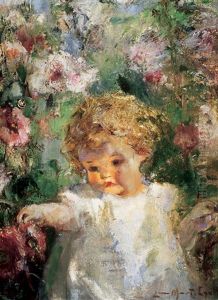 Young Girl In A Garden by Laura Adeline Muntz-Lyall