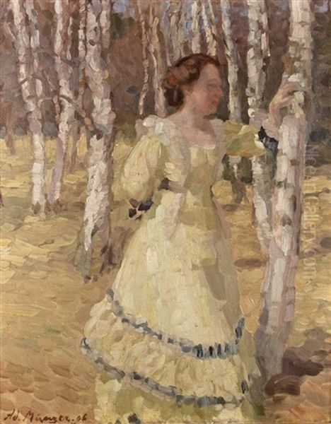 Young Woman In A Birch Grove - view 1