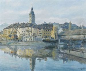 Ansicht Der Altstadt Von Olten Mit Holzbrucke by Hans Munzinger