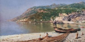 Pescatori Sulla Spiaggia by Angelo Della Mura