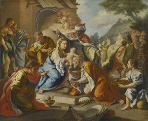 The Adoration Of The Magi by Francesco de Mura