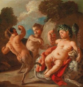 Bacchus With Satyrs; And Zeus As A Swan With The Dioscuri (collaboration W/studio) by Francesco de Mura