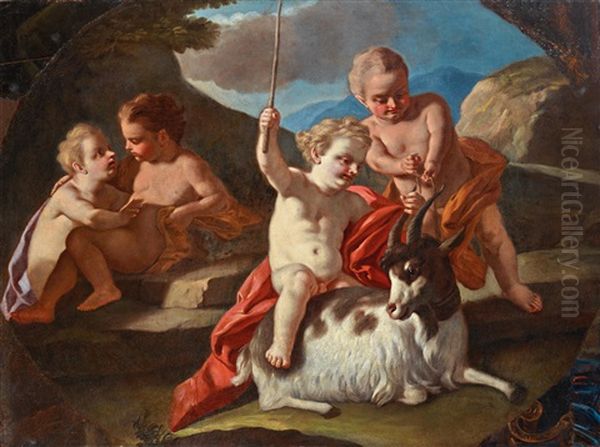 Four Putti Playing With A Goat - view 1