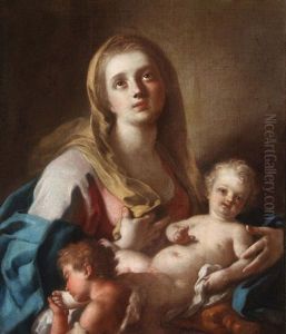 The Madonna And Child With Infant John The Baptist by Francesco de Mura