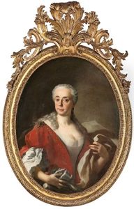 Bildnis Einer Dame Im Roten Kleid Mit Weisem Umhang by Francesco de Mura