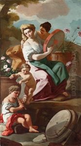 Allegorie Des Fruhlings; Und Allegorie Des Herbstes (pair) by Francesco de Mura