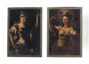 Allegory Of Fortitude And Allegory Of Justice (pair) by Francesco de Mura
