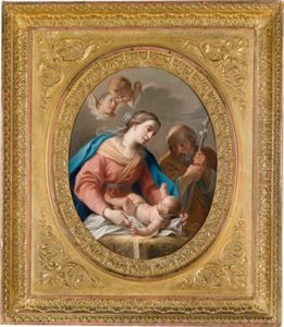 Die Heilige Familie Mit Engeln by Francesco de Mura