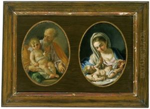 San Giuseppe Con Il Bambino Gesu  (+ La Madonna Con Il Bambino; Pair) by Francesco de Mura
