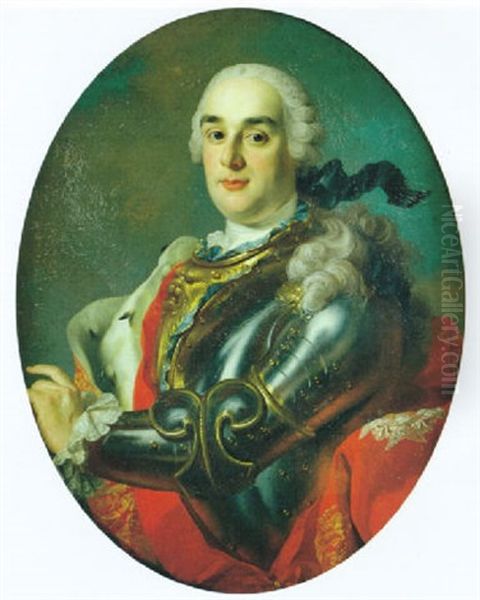 Retrato De Personaje, Vistiendo Armadura Y Capa De Armino Con Banda E Insignia De La Orden De San Jenaro - view 1