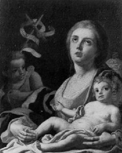 Madonna And Child With The Infant Saint John The Baptist by Francesco de Mura