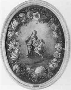 Madonna Con Bambino Ed Un Angelo Entro Una Ghirlanda Di Fiori Madonna Con Bambino Ed Un Angelo Entro Una Ghirlanda Di Fiori